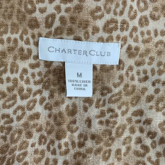Charter Club 100% linen gold shimmer safari jacket M - Picture 7 of 8